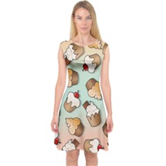 Cupcakes Cake Pie Pattern Capsleeve Midi Dress by Ndabl3x