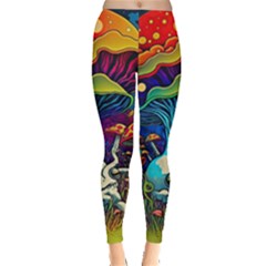 Mushrooms Fungi Psychedelic Leggings  by Ndabl3x