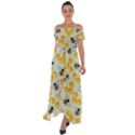 Honey Bee Bees Pattern Off Shoulder Open Front Chiffon Dress View1