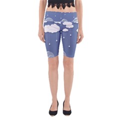 Blue Clouds Rain Raindrops Weather Sky Raining Yoga Cropped Leggings by Wav3s