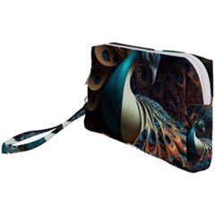 Peacock Bird Feathers Plumage Colorful Texture Abstract Wristlet Pouch Bag (small) by Wav3s