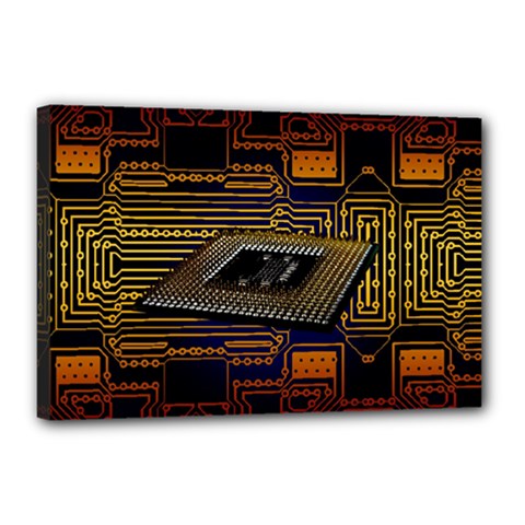 Processor Cpu Board Circuit Canvas 18  X 12  (stretched) by Wav3s