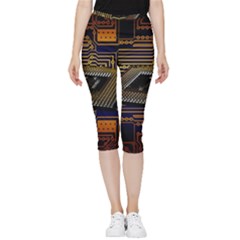 Processor Cpu Board Circuit Inside Out Lightweight Velour Capri Leggings  by Wav3s