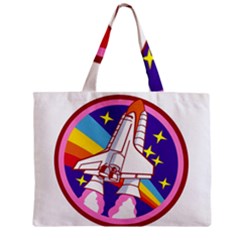 Badge-patch-pink-rainbow-rocket Zipper Mini Tote Bag by Wav3s