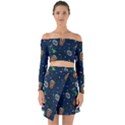 Monster-alien-pattern-seamless-background Off Shoulder Top with Skirt Set View1