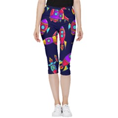 Space-patterns Inside Out Lightweight Velour Capri Leggings  by Wav3s