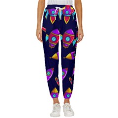 Space-patterns Women s Cropped Drawstring Pants by Wav3s