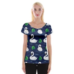 Swan-pattern-elegant-design Cap Sleeve Top by Wav3s
