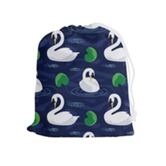Swan-pattern-elegant-design Drawstring Pouch (xl) by Wav3s