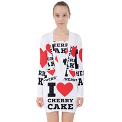 I Love Cherry Cake V-neck Bodycon Long Sleeve Dress by ilovewhateva