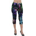 Snowflakes Snow Winter Christmas Lightweight Velour Capri Leggings  View1