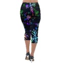Snowflakes Snow Winter Christmas Lightweight Velour Capri Leggings  View2