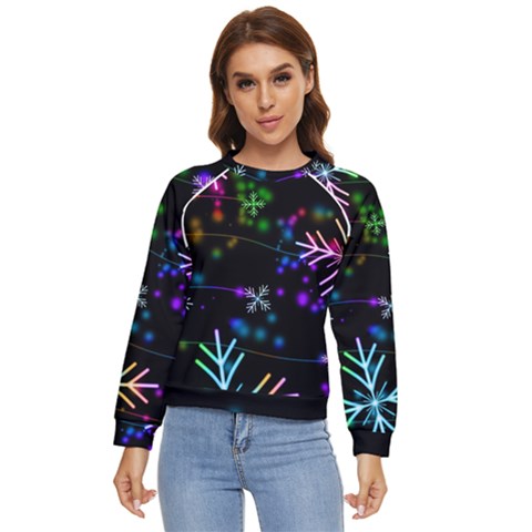 Snowflakes Snow Winter Christmas Women s Long Sleeve Raglan Tee by Ndabl3x