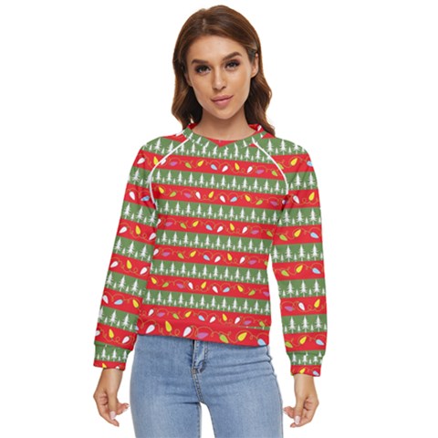 Christmas Papers Red And Green Women s Long Sleeve Raglan Tee by Ndabl3x