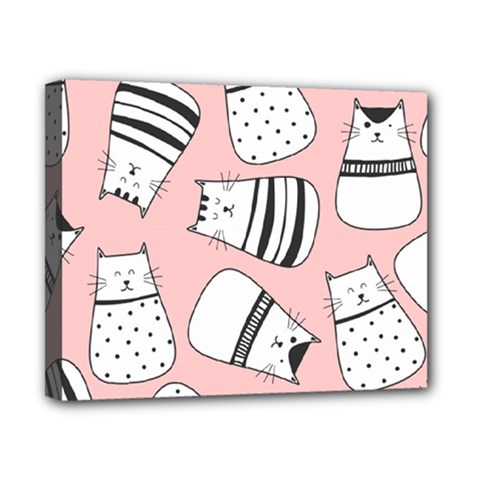 Cute Cats Cartoon Seamless-pattern Canvas 10  X 8  (stretched) by Vaneshart