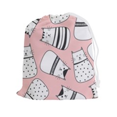 Cute Cats Cartoon Seamless-pattern Drawstring Pouch (2xl) by Vaneshart