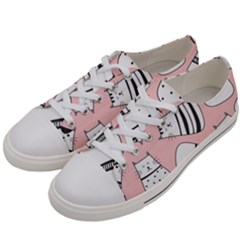 Cute Cats Cartoon Seamless-pattern Men s Low Top Canvas Sneakers by Vaneshart