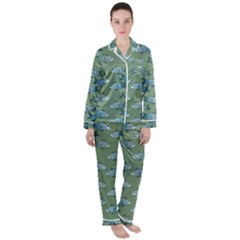 Fishes Pattern Background Theme Women s Long Sleeve Satin Pajamas Set	 by Vaneshop