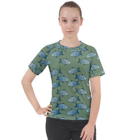 Fishes Pattern Background Theme Women s Sport Raglan Tee by Vaneshop
