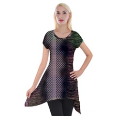 Leopard Animal Shawl Honeycomb Short Sleeve Side Drop Tunic by Vaneshop