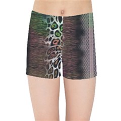 Leopard Animal Shawl Honeycomb Kids  Sports Shorts by Vaneshop