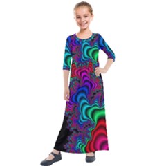 Abstract Piece Color Kids  Quarter Sleeve Maxi Dress by Vaneshop
