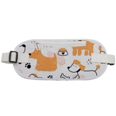 Seamless Pattern Of Cute Dog Puppy Cartoon Funny And Happy Rounded Waist Pouch by Wav3s