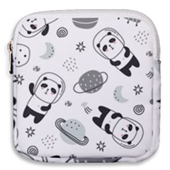 Panda Floating In Space And Star Mini Square Pouch by Wav3s