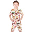 Seamless Pattern Hand Drawing Cartoon Dessert And Cake Kids  Tee and Shorts Set View1
