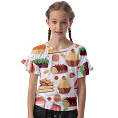 Seamless Pattern Hand Drawing Cartoon Dessert And Cake Kids  Cut Out Flutter Sleeves by Wav3s