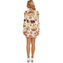 Seamless Pattern Hand Drawing Cartoon Dessert And Cake Long Sleeve Square Neck Bodycon Velvet Dress View4