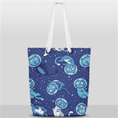 Cat Spacesuit Space Suit Astronaut Pattern Full Print Rope Handle Tote (small) by Wav3s
