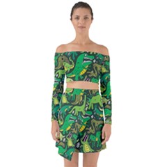 Dino Kawaii Off Shoulder Top With Skirt Set by Wav3s