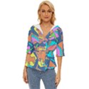 Dinosaur Pattern Lightweight Drawstring Hooded Top View1
