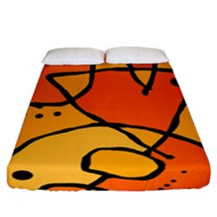 Mazipoodles In The Frame - Orange Fitted Sheet (california King Size) by Mazipoodles