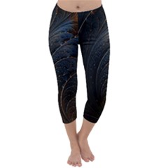 Abstract Dark Shine Structure Fractal Golden Capri Winter Leggings  by Vaneshop