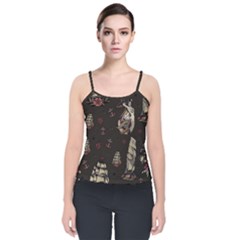 Vintage Tattoos Nautical Velvet Spaghetti Strap Top by Vaneshop