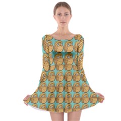 Owl Bird Pattern Long Sleeve Skater Dress by Vaneshop