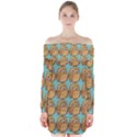 Owl Bird Pattern Long Sleeve Off Shoulder Dress View1