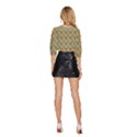 Owl Bird Pattern Mid Sleeve Drawstring Hem Top View4