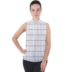 Mesh Mock Neck Chiffon Sleeveless Top by zhou