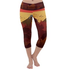 Japan Art Illustration Capri Yoga Leggings by Grandong