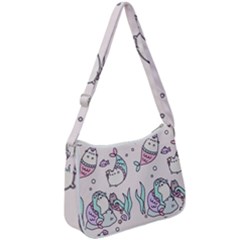 Cartoon Cat Cute Animal Design Drawing Illustration Kawaii Zip Up Shoulder Bag by Grandong