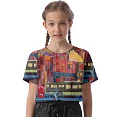 The City Style Bus Fantasy Architecture Art Kids  Basic Tee by Grandong