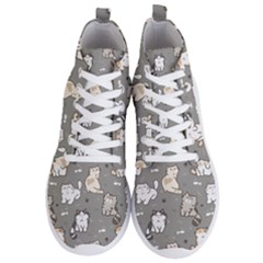 Cute Cat Pattern Cartoon Men s Lightweight High Top Sneakers by Cowasu