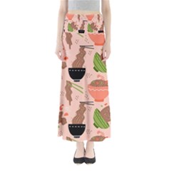Japanese Street Food Soba Noodle In Bowl Full Length Maxi Skirt by Cowasu
