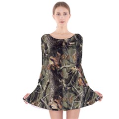 Realtree Camo Seamless Pattern Long Sleeve Velvet Skater Dress by Cowasu