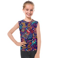 Pattern Colorful Bird Leaf Flower Kids  Mesh Tank Top by Cowasu