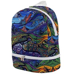 Psychedelic Landscape Zip Bottom Backpack by Cowasu
