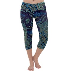 Dark Psychedelic Capri Yoga Leggings by Cowasu